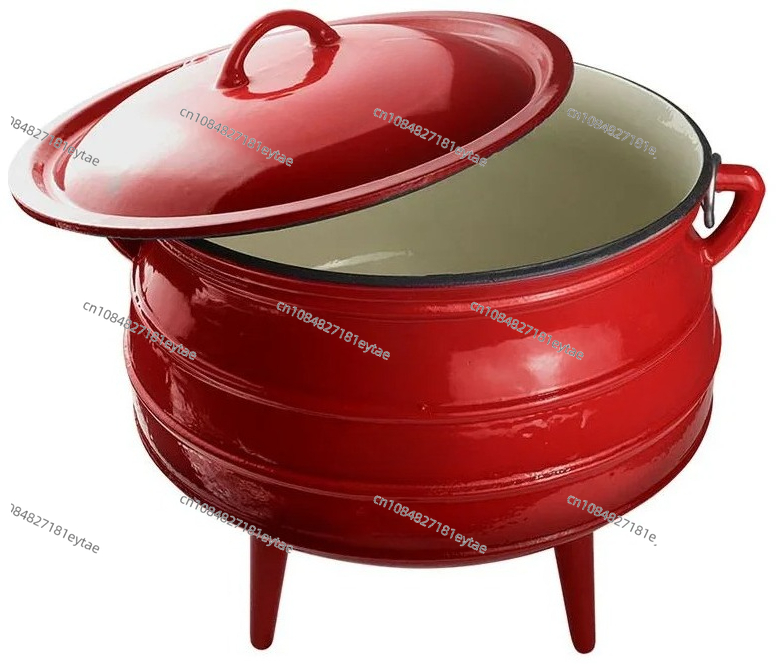 Camp Dutch Oven Cast - หม้อเหล็กหล่อเคลือบแบบใหม่สำหรับตั้งแคมป์กลางแจ้งและทำอาหารที่บ้าน ขนาด 7.8 ลิตร แบบสามขา หม้อต้ม