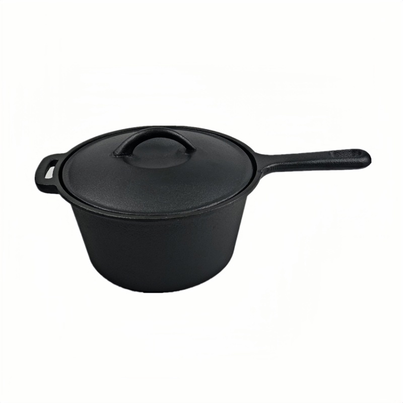 Camp Dutch Oven Cast - หม้อเหล็กหล่อแบบดัตช์โอเว่น หม้อเหล็กหล่อพร้อมฝาปิด สำหรับทำอาหารแคมป์ปิ้งและใช้ในครัวเรือน สีดำ