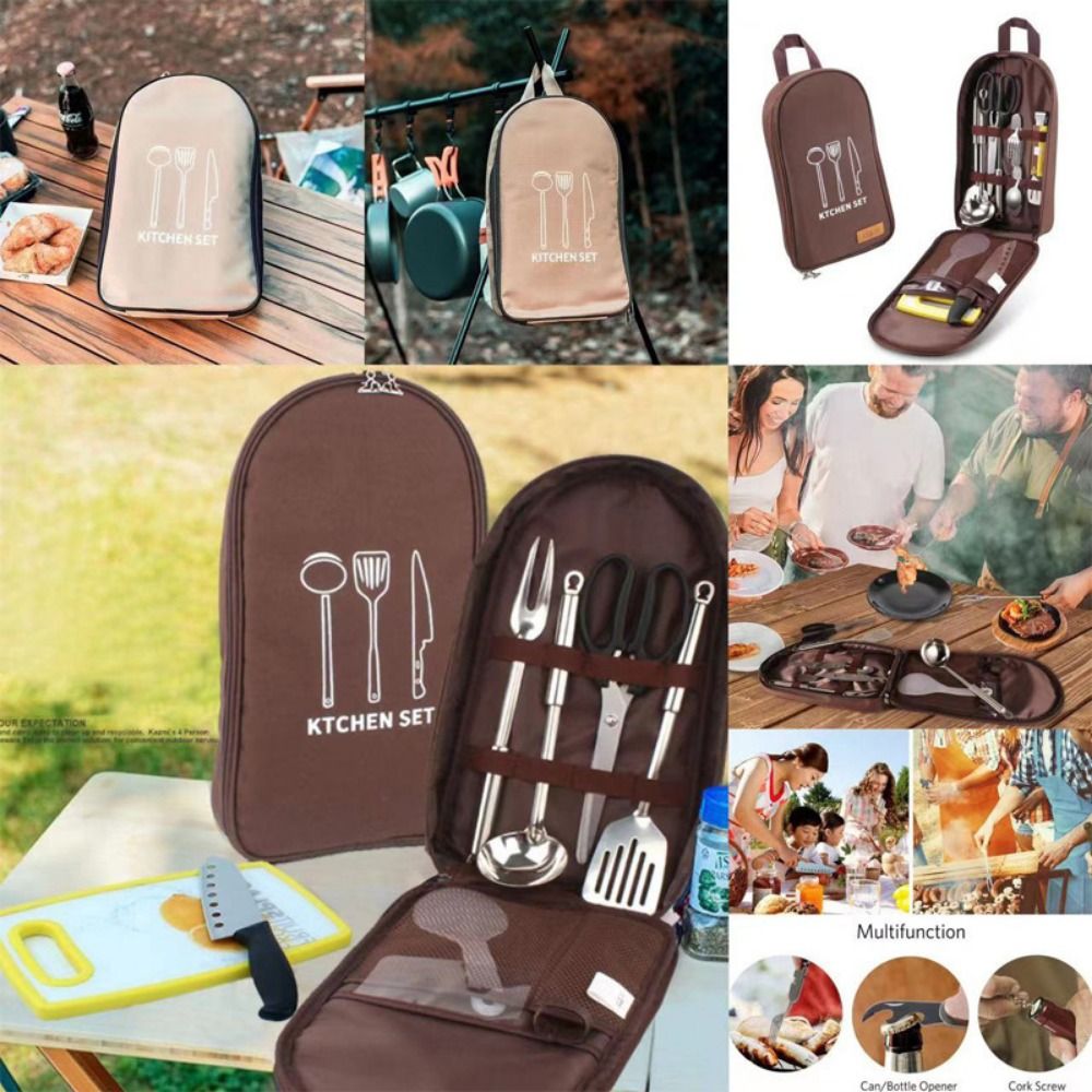 Camping Cooking Container - กระเป๋าใส่อุปกรณ์ทำอาหารสำหรับแคมป์ปิ้ง ความจุขนาดใหญ่ ไม่มีช่องใส่ช้อนส้อม กระเป๋าเก็บอุปกรณ์ครัว กระเป๋าทำอาหารปิกนิกหลายชั้น สำหรับบาร์บีคิว