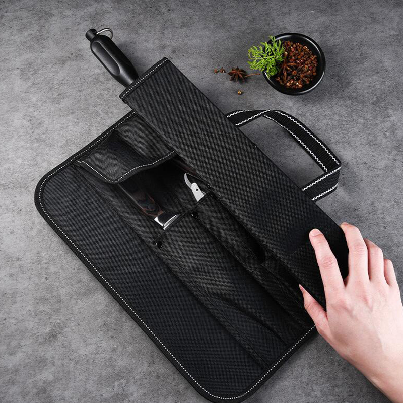 Camping Cooking Organizer - กระเป๋าใส่มีดแบบม้วน ผ้าอ๊อกซ์ฟอร์ด หลายช่อง สำหรับเชฟมืออาชีพ อุปกรณ์ครัว แคมป์ปิ้ง
