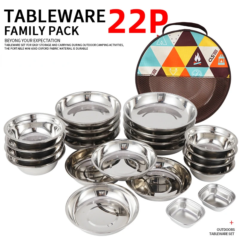 ชุดจานชามสำหรับตั้งแคมป์แบบพกพ - Camping Cooking Dining Set บทวิจารณ์และราคา