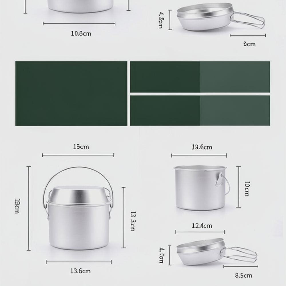 ชุดเครื่องครัวอะลูมิเนียมสำหรั - Camping Cooking Dining Set บทวิจารณ์และราคา