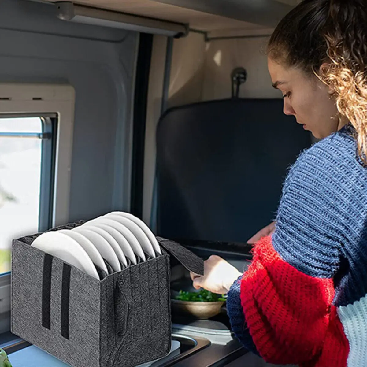 Felt แผ่นจานถ้วยผู้ถือกระเป๋า  - Camping Cooking Organizer บทวิจารณ์และราคา